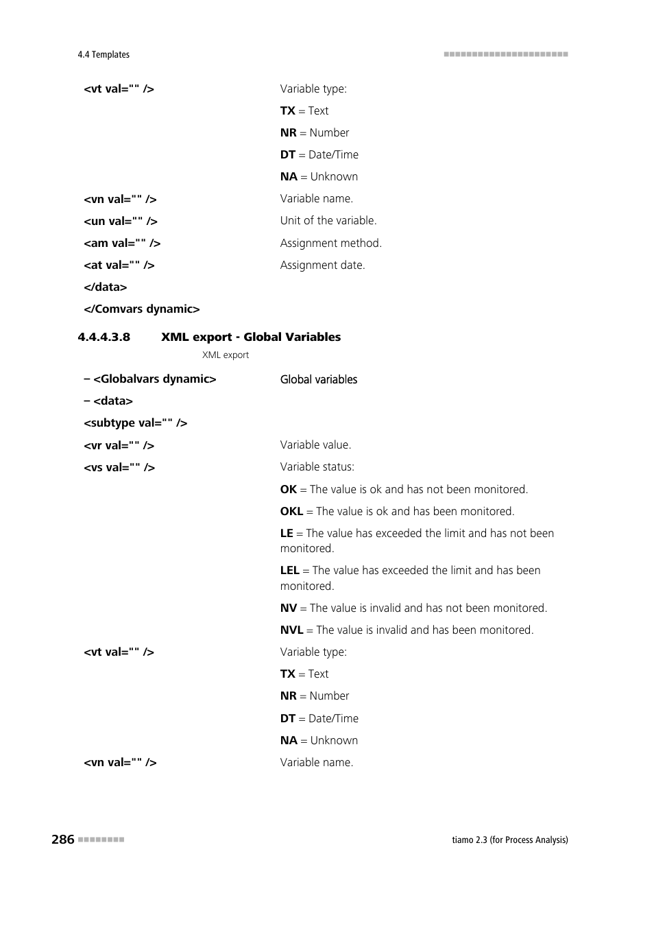 8 xml export - global variables | Metrohm tiamo 2.3 (process analysis) User Manual | Page 302 / 1790