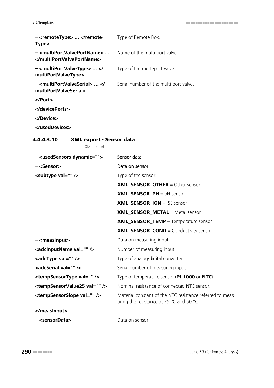 10 xml export - sensor data | Metrohm tiamo 2.3 (process analysis) User Manual | Page 306 / 1790