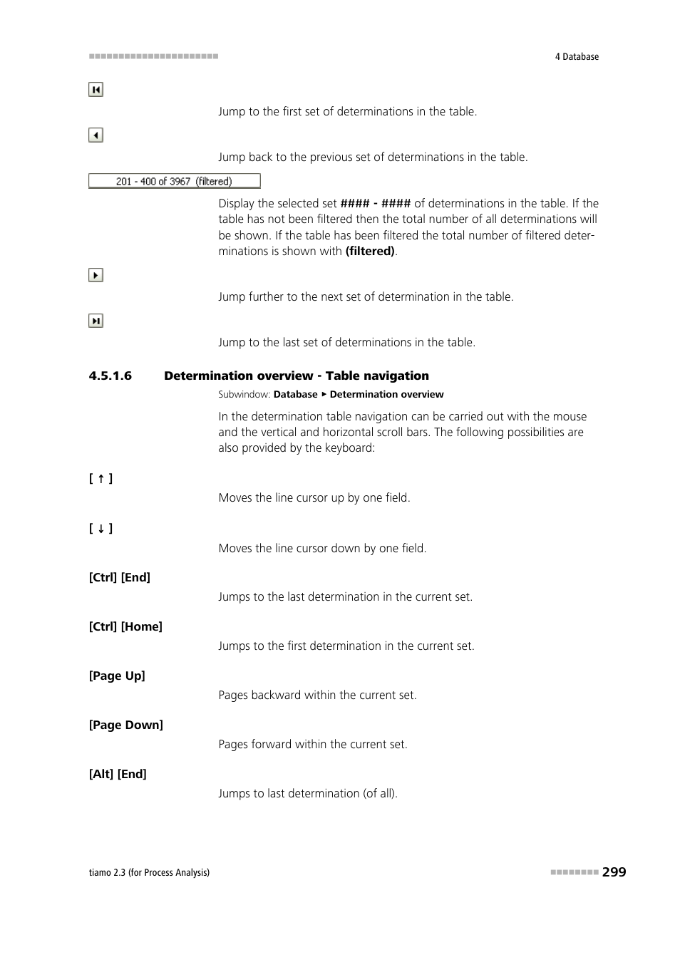 6 determination overview - table navigation | Metrohm tiamo 2.3 (process analysis) User Manual | Page 315 / 1790