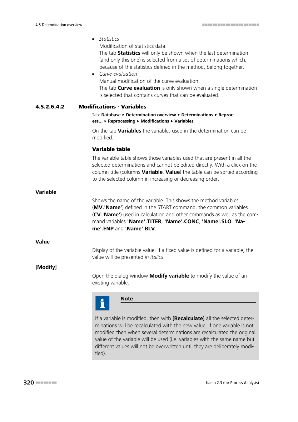 2 modifications - variables | Metrohm tiamo 2.3 (process analysis) User Manual | Page 336 / 1790