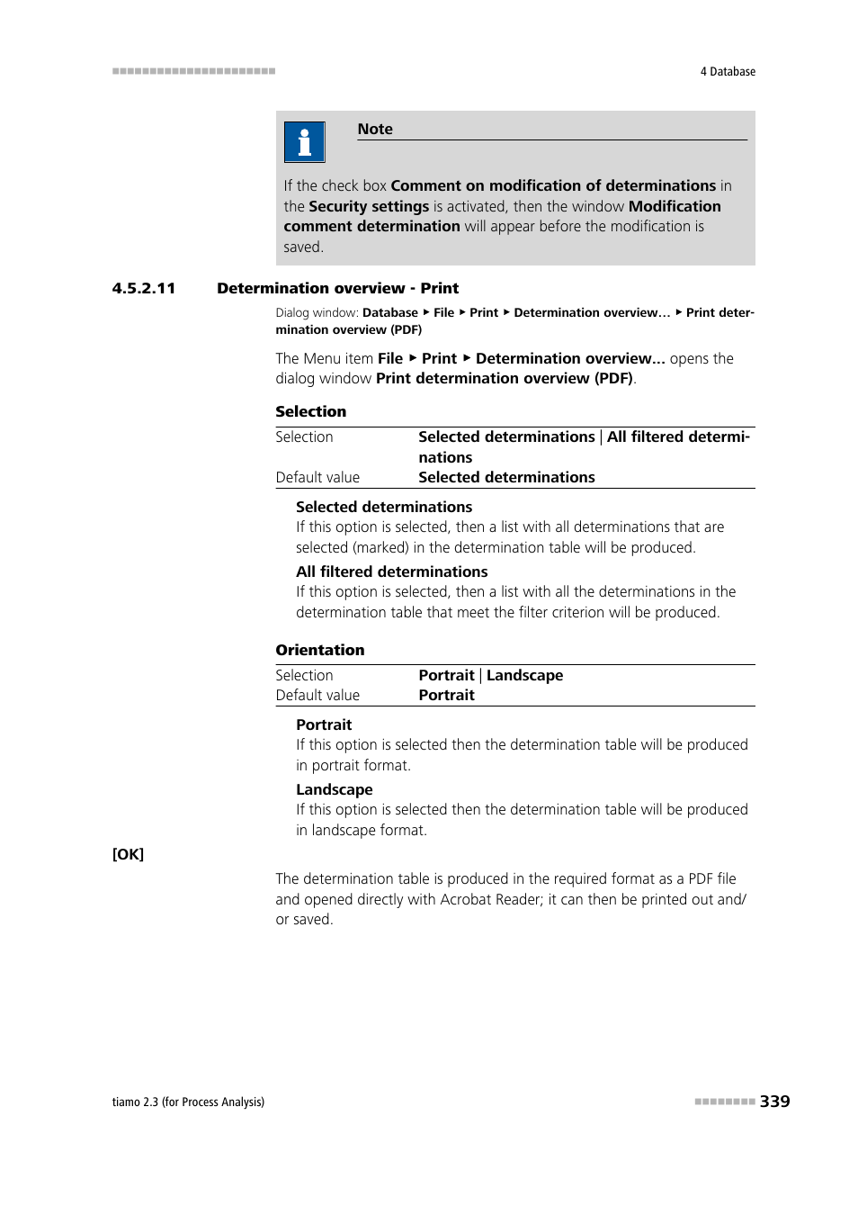 11 determination overview - print, Print determination overview | Metrohm tiamo 2.3 (process analysis) User Manual | Page 355 / 1790