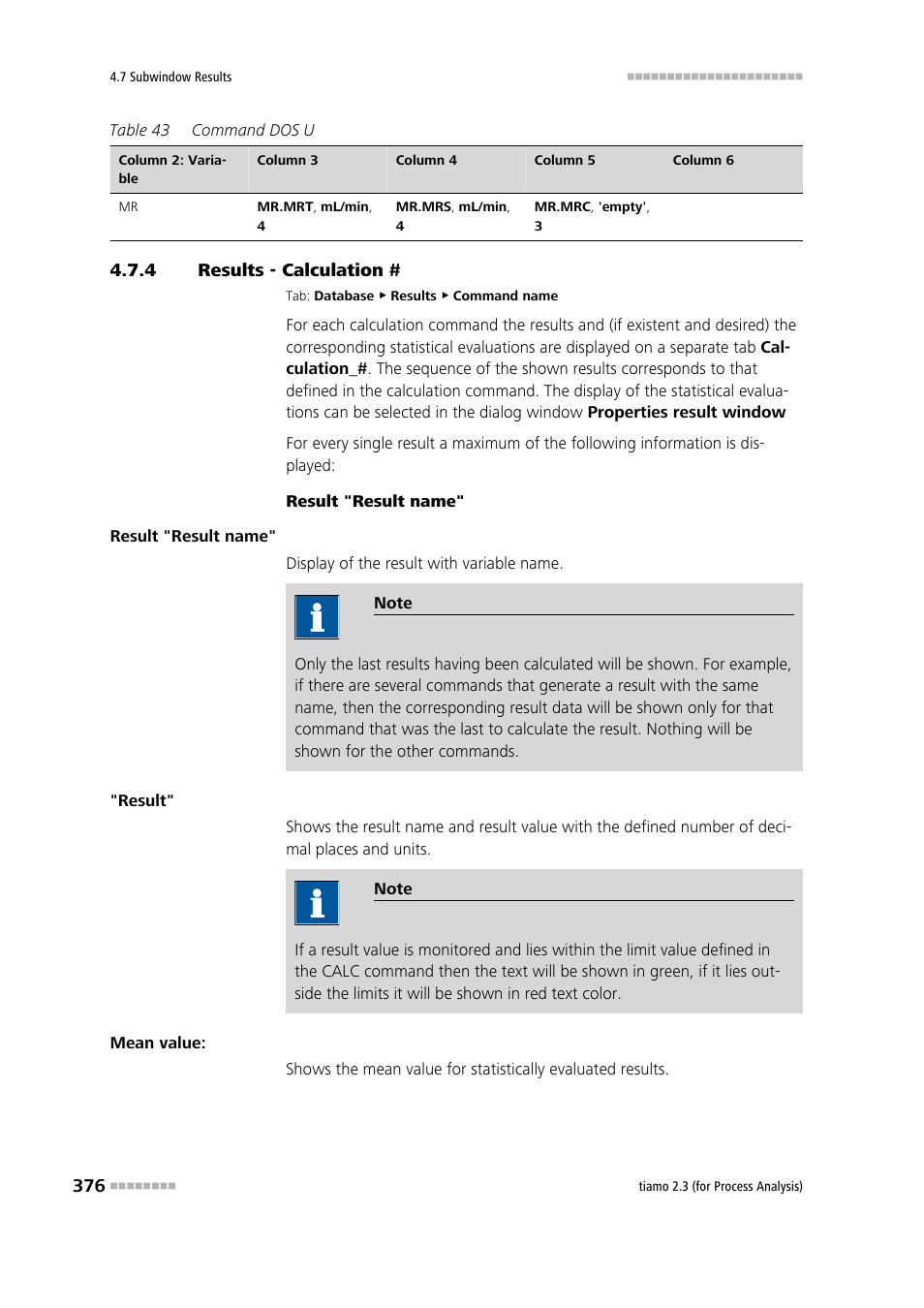 4 results - calculation, Results - calculation | Metrohm tiamo 2.3 (process analysis) User Manual | Page 392 / 1790