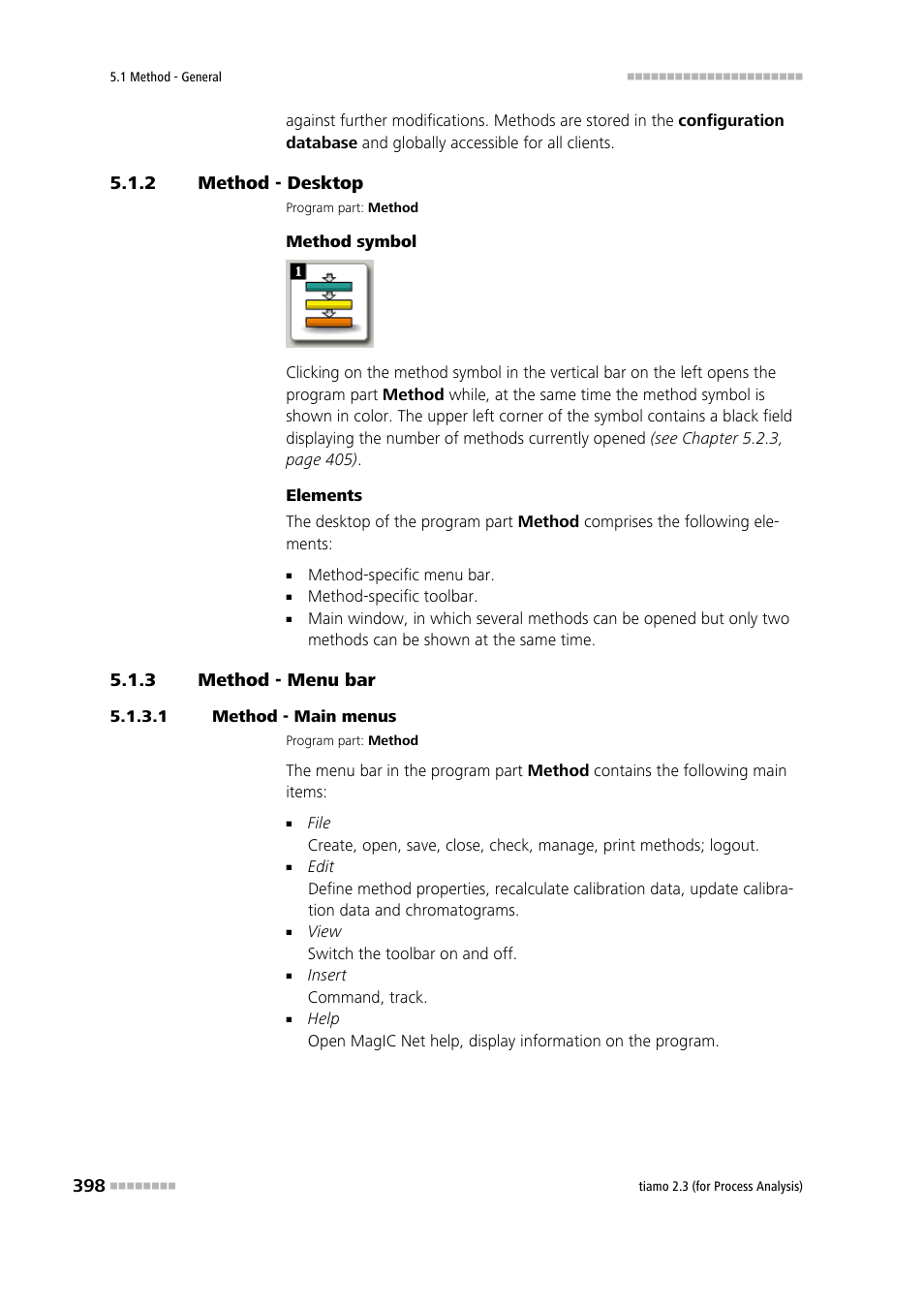 2 method - desktop, 3 method - menu bar, 1 method - main menus | Method - desktop, Method - menu bar | Metrohm tiamo 2.3 (process analysis) User Manual | Page 414 / 1790