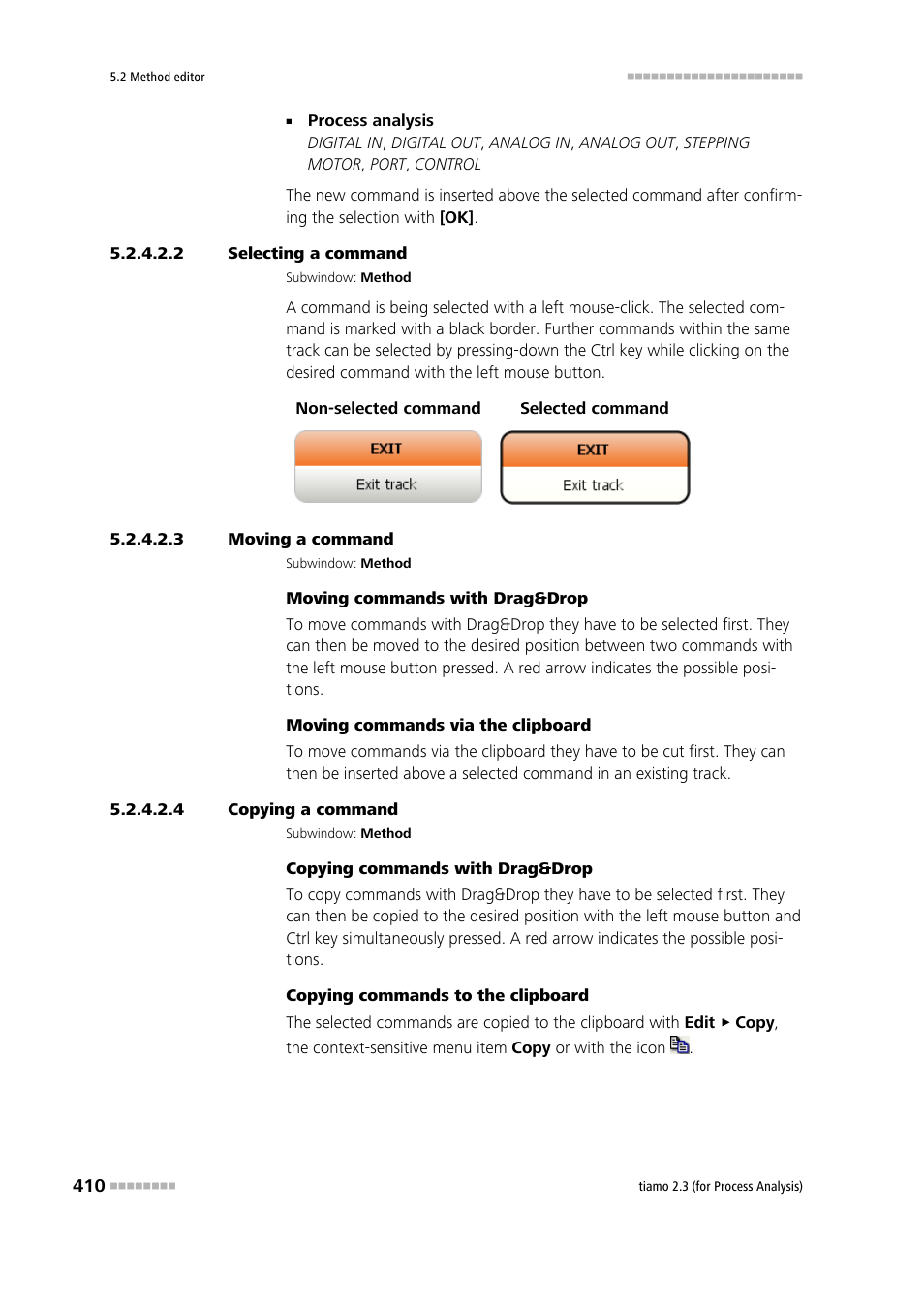 2 selecting a command, 3 moving a command, 4 copying a command | Metrohm tiamo 2.3 (process analysis) User Manual | Page 426 / 1790