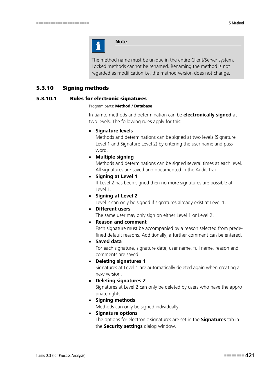 10 signing methods, 1 rules for electronic signatures, Signing methods | Metrohm tiamo 2.3 (process analysis) User Manual | Page 437 / 1790