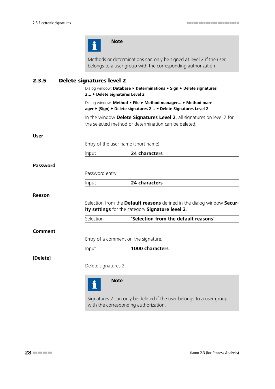 5 delete signatures level 2, Delete signatures level 2 | Metrohm tiamo 2.3 (process analysis) User Manual | Page 44 / 1790