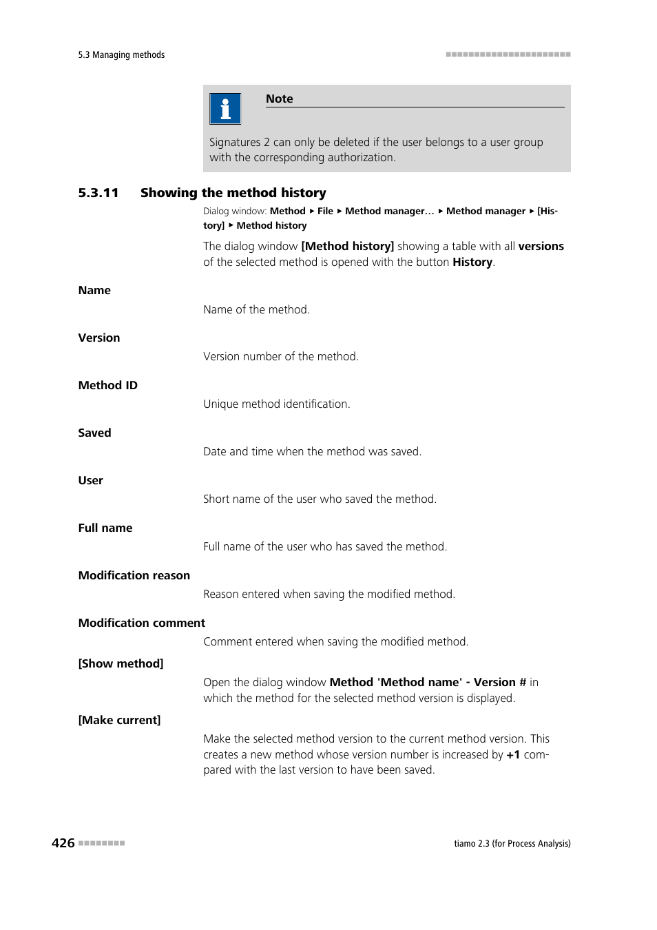 11 showing the method history, Showing the method history | Metrohm tiamo 2.3 (process analysis) User Manual | Page 442 / 1790