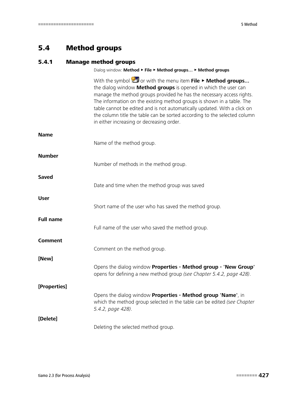 4 method groups, 1 manage method groups, Method groups | Manage method groups | Metrohm tiamo 2.3 (process analysis) User Manual | Page 443 / 1790