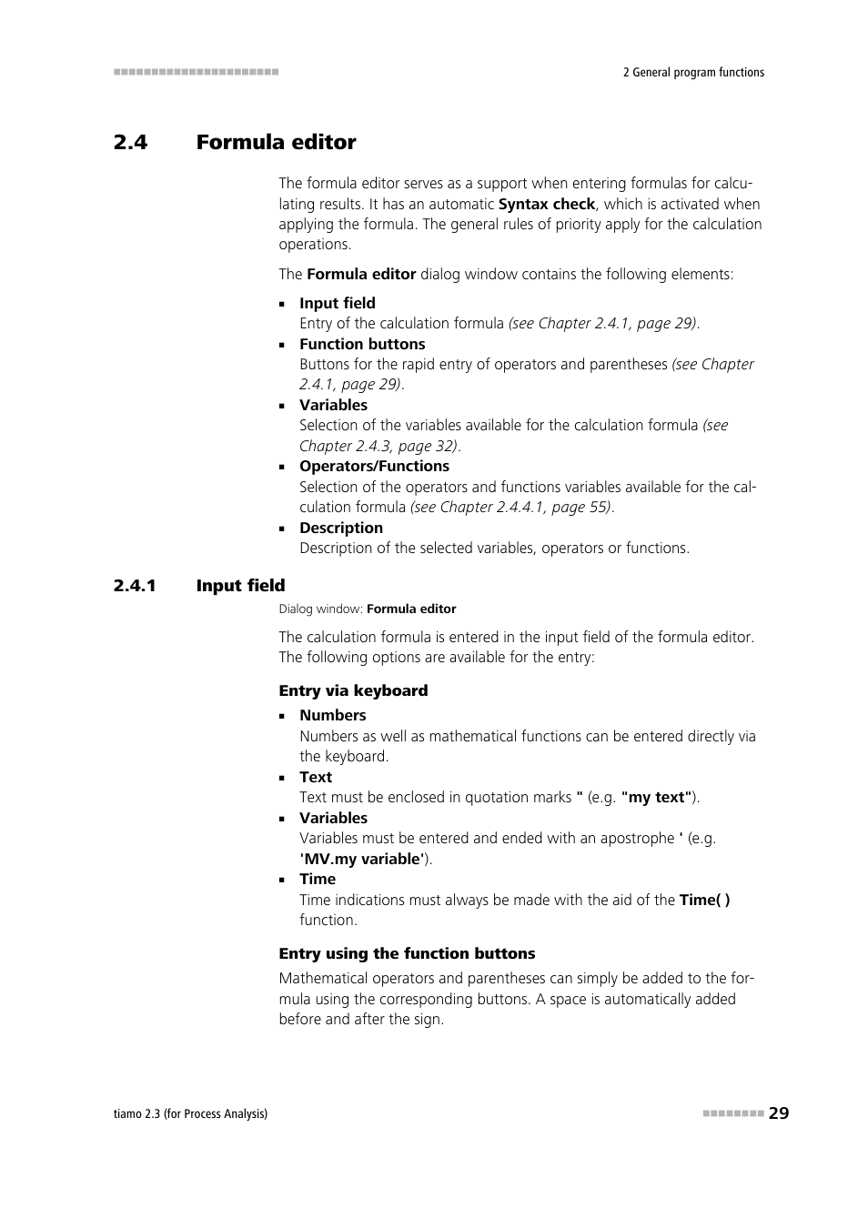 4 formula editor, 1 input field, Formula editor | Input field | Metrohm tiamo 2.3 (process analysis) User Manual | Page 45 / 1790