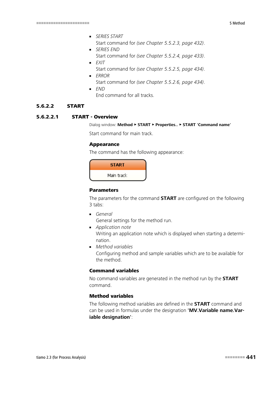 2 start, 1 start - overview, Start | Metrohm tiamo 2.3 (process analysis) User Manual | Page 457 / 1790