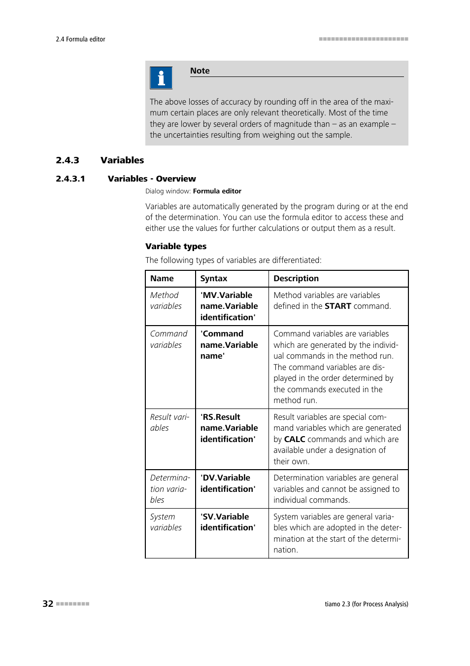 3 variables, 1 variables - overview, Variables | Metrohm tiamo 2.3 (process analysis) User Manual | Page 48 / 1790