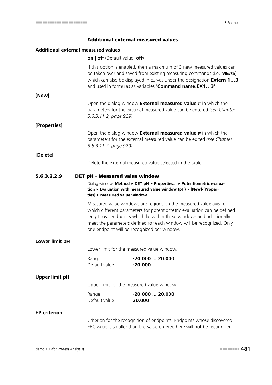 9 det ph - measured value window | Metrohm tiamo 2.3 (process analysis) User Manual | Page 497 / 1790