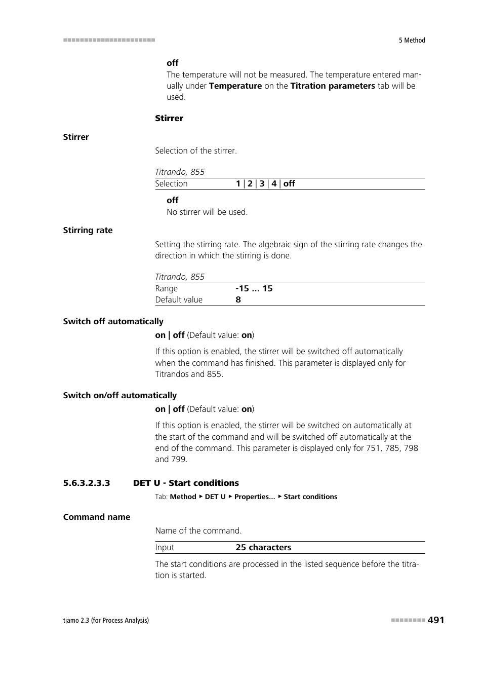 3 det u - start conditions | Metrohm tiamo 2.3 (process analysis) User Manual | Page 507 / 1790