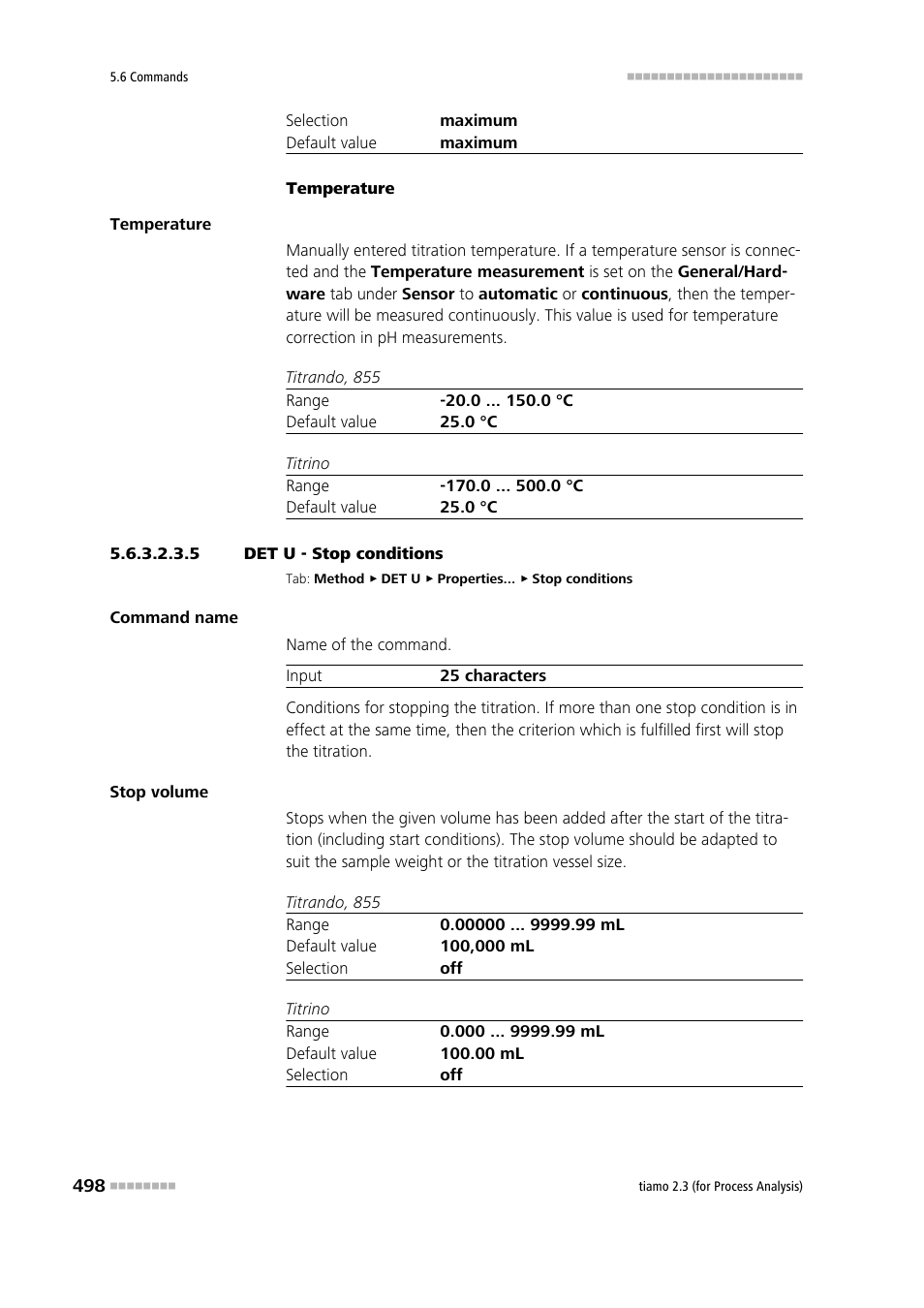 5 det u - stop conditions, Stop conditions | Metrohm tiamo 2.3 (process analysis) User Manual | Page 514 / 1790