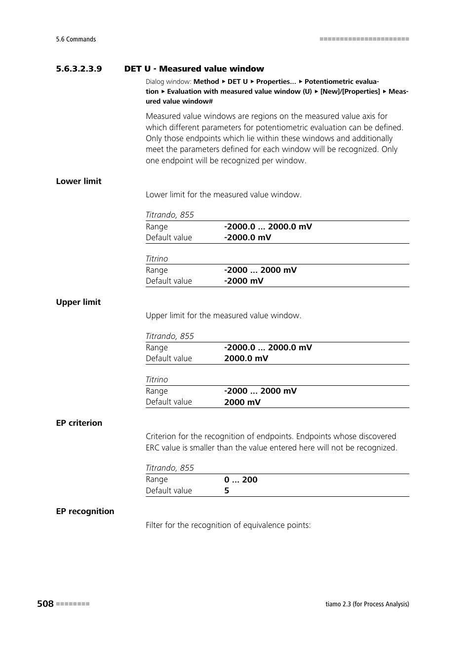 9 det u - measured value window | Metrohm tiamo 2.3 (process analysis) User Manual | Page 524 / 1790