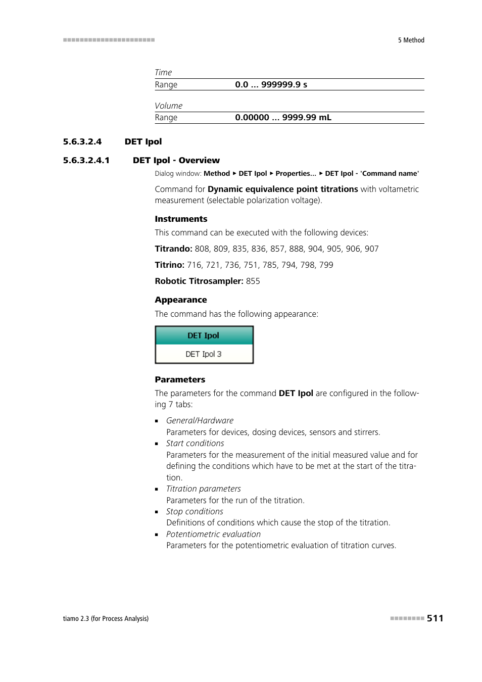 4 det ipol, 1 det ipol - overview, Det u | Metrohm tiamo 2.3 (process analysis) User Manual | Page 527 / 1790