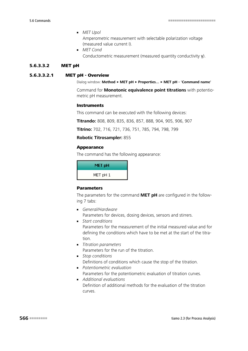 2 met ph, 1 met ph - overview | Metrohm tiamo 2.3 (process analysis) User Manual | Page 582 / 1790