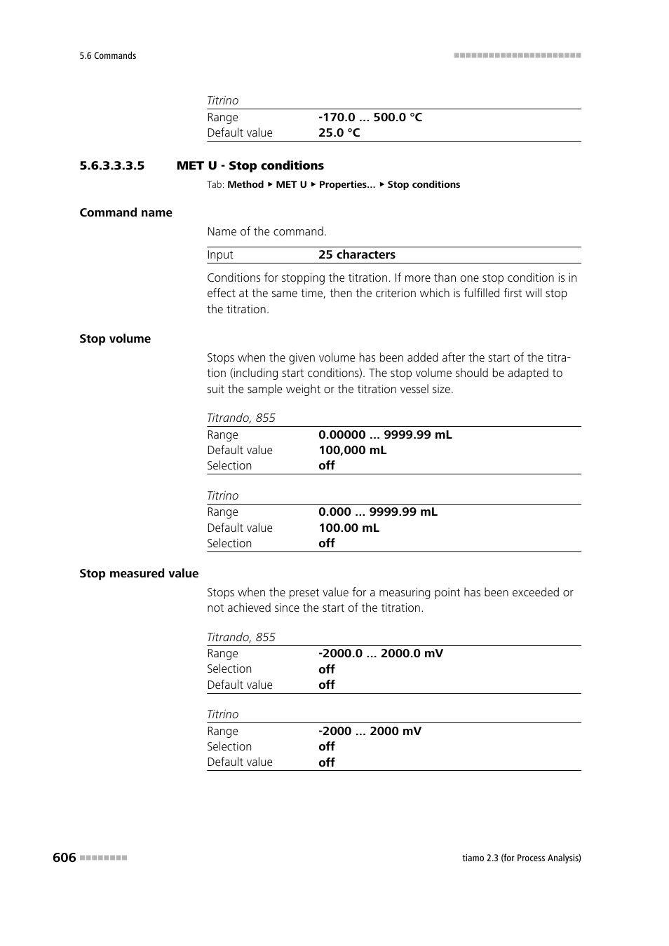 5 met u - stop conditions, Stop conditions | Metrohm tiamo 2.3 (process analysis) User Manual | Page 622 / 1790