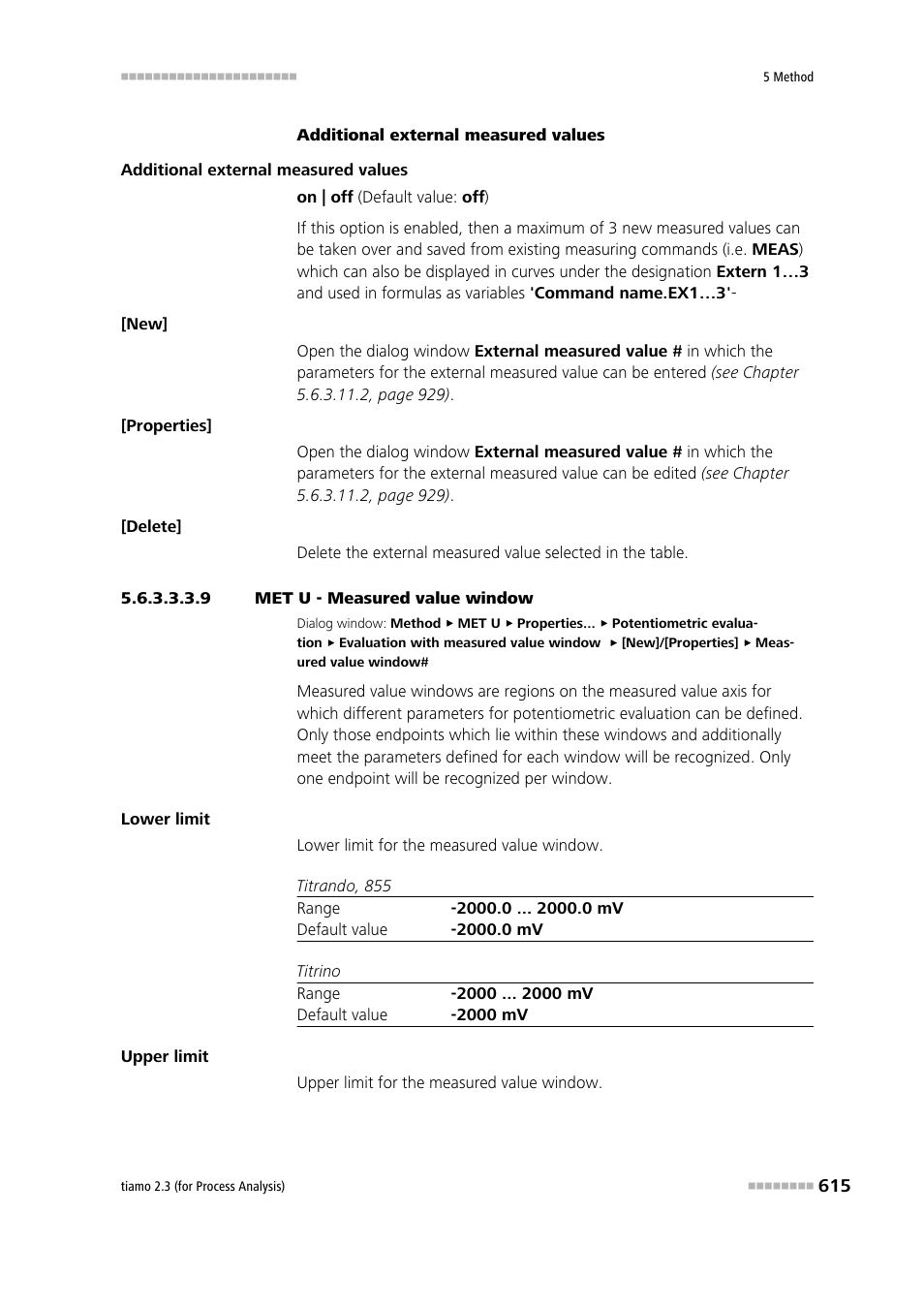 9 met u - measured value window | Metrohm tiamo 2.3 (process analysis) User Manual | Page 631 / 1790