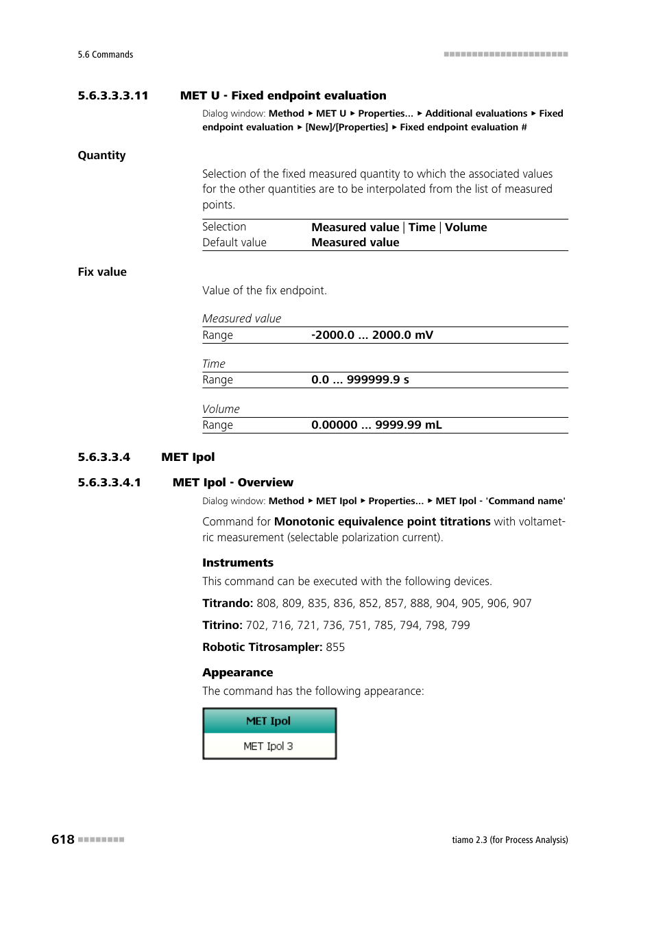 11 met u - fixed endpoint evaluation, 4 met ipol, 1 met ipol - overview | Metrohm tiamo 2.3 (process analysis) User Manual | Page 634 / 1790