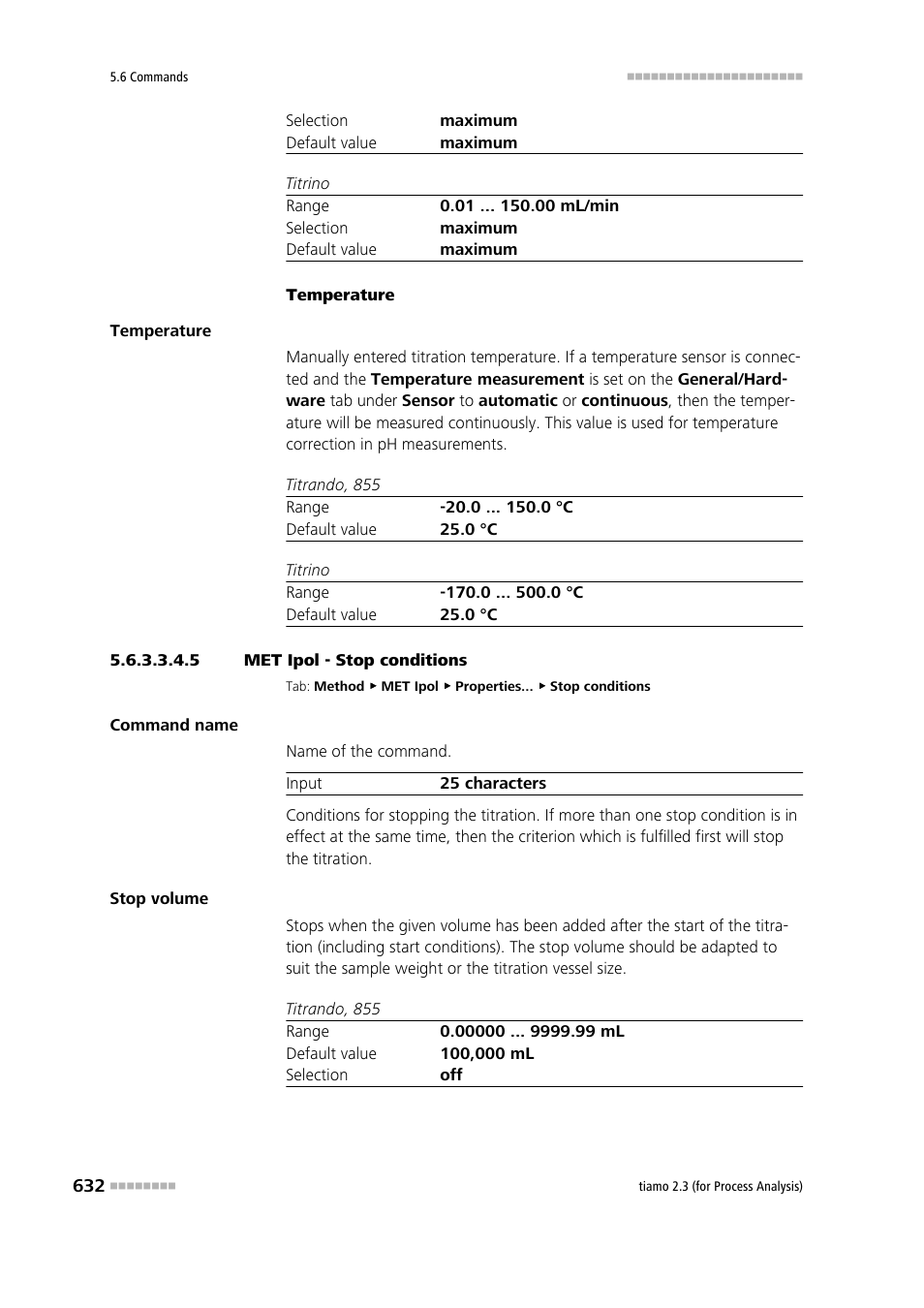 5 met ipol - stop conditions, Stop conditions | Metrohm tiamo 2.3 (process analysis) User Manual | Page 648 / 1790