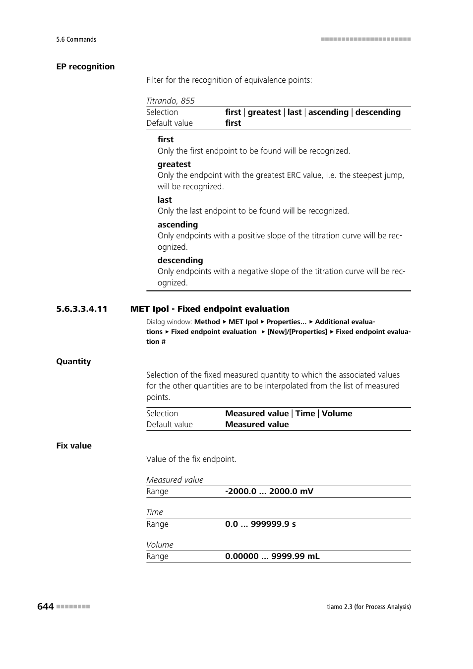 11 met ipol - fixed endpoint evaluation | Metrohm tiamo 2.3 (process analysis) User Manual | Page 660 / 1790