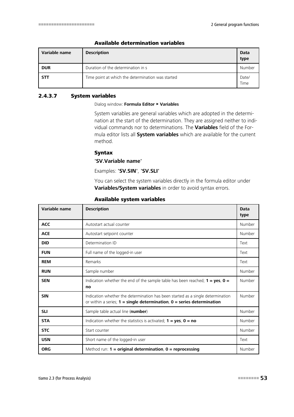 7 system variables, System variables | Metrohm tiamo 2.3 (process analysis) User Manual | Page 69 / 1790
