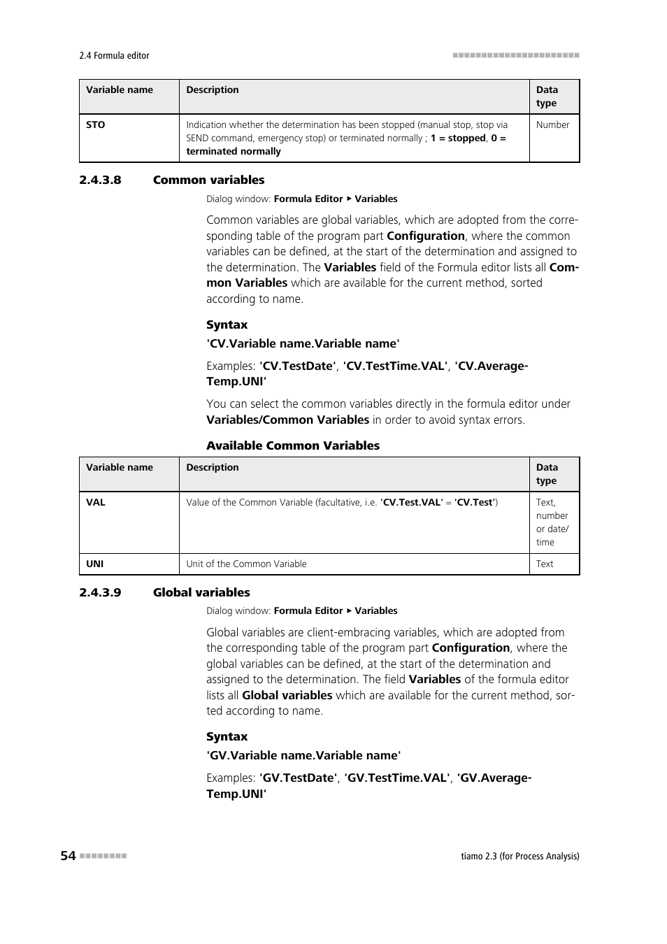 8 common variables, 9 global variables | Metrohm tiamo 2.3 (process analysis) User Manual | Page 70 / 1790