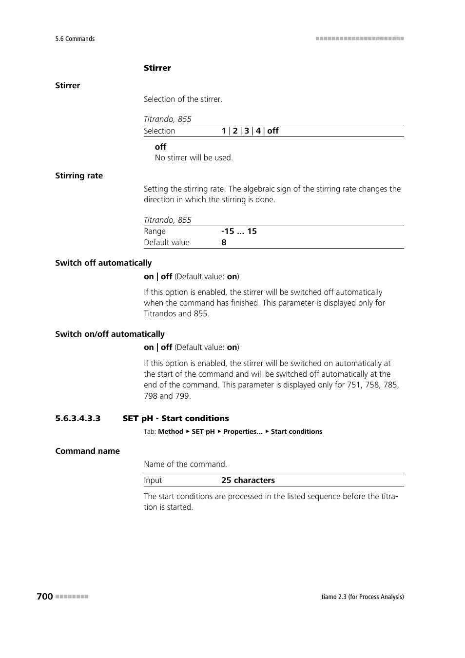 3 set ph - start conditions, Start conditions | Metrohm tiamo 2.3 (process analysis) User Manual | Page 716 / 1790