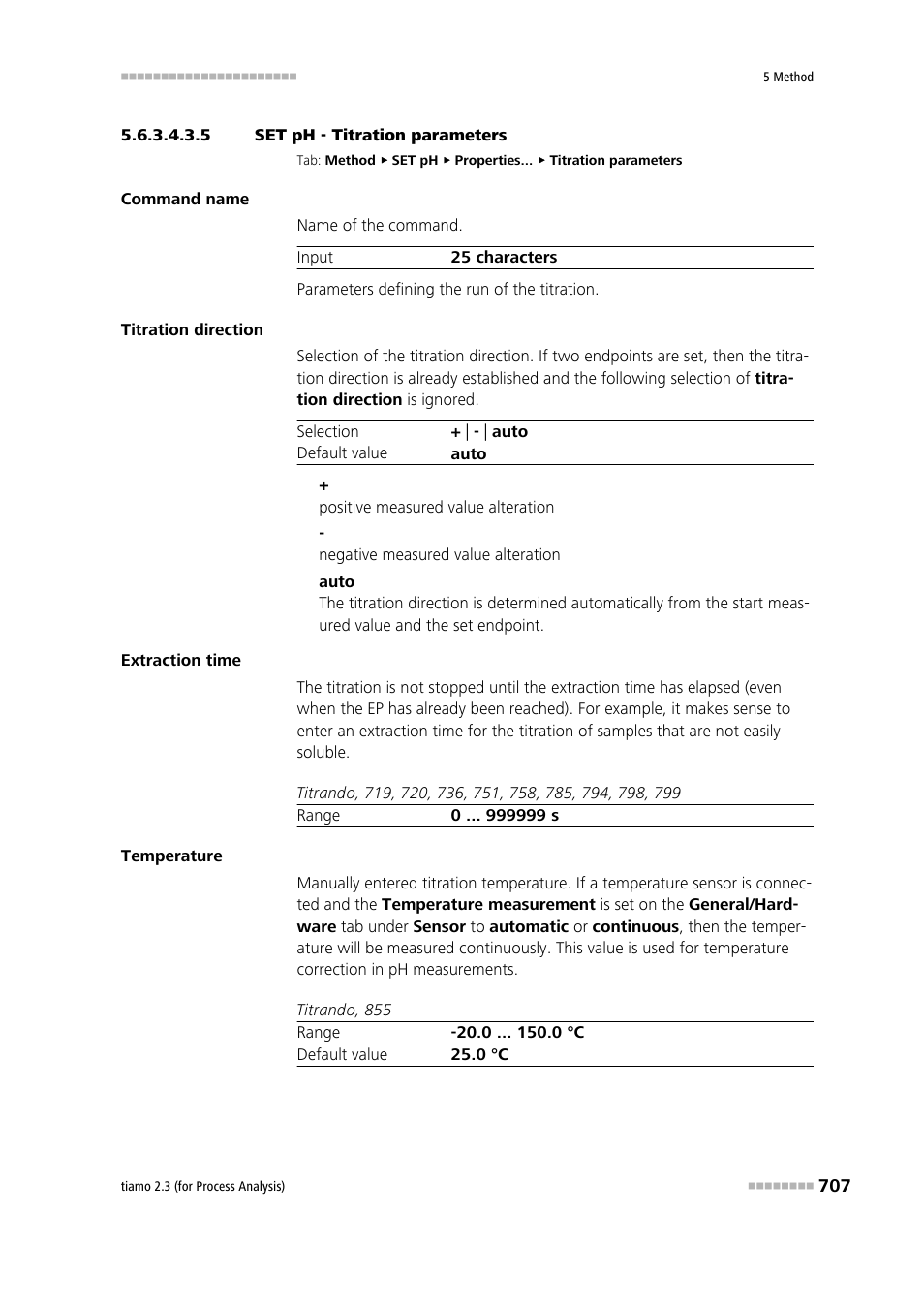 5 set ph - titration parameters, Titration parameters | Metrohm tiamo 2.3 (process analysis) User Manual | Page 723 / 1790