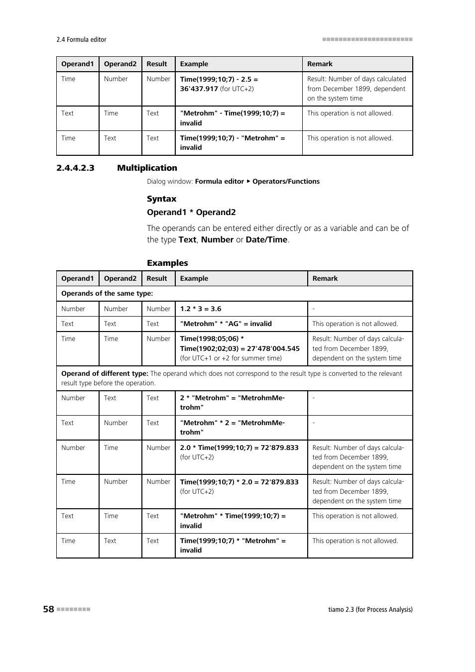 3 multiplication, Multiplication | Metrohm tiamo 2.3 (process analysis) User Manual | Page 74 / 1790