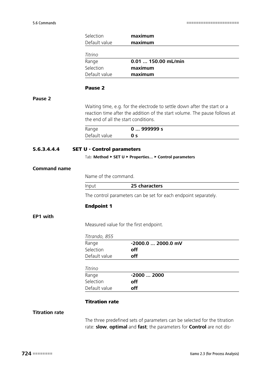 4 set u - control parameters | Metrohm tiamo 2.3 (process analysis) User Manual | Page 740 / 1790