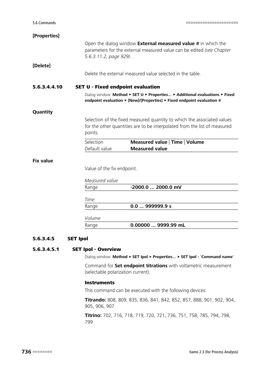 10 set u - fixed endpoint evaluation, 5 set ipol, 1 set ipol - overview | Metrohm tiamo 2.3 (process analysis) User Manual | Page 752 / 1790