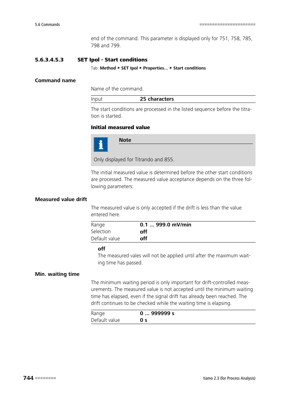3 set ipol - start conditions, Start conditions | Metrohm tiamo 2.3 (process analysis) User Manual | Page 760 / 1790