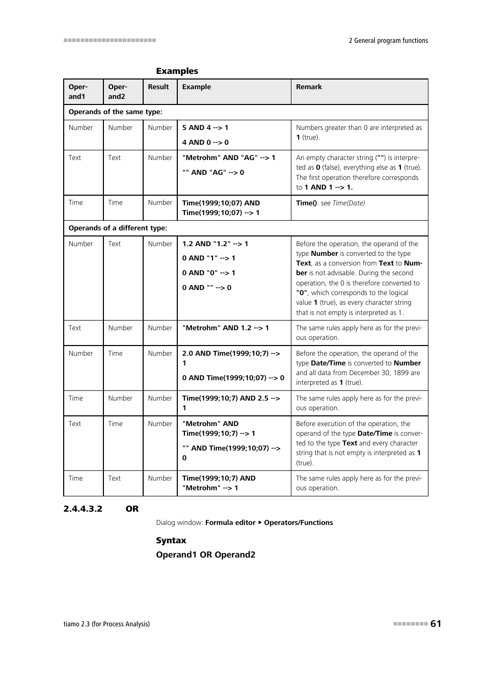 2 or, Logic or | Metrohm tiamo 2.3 (process analysis) User Manual | Page 77 / 1790