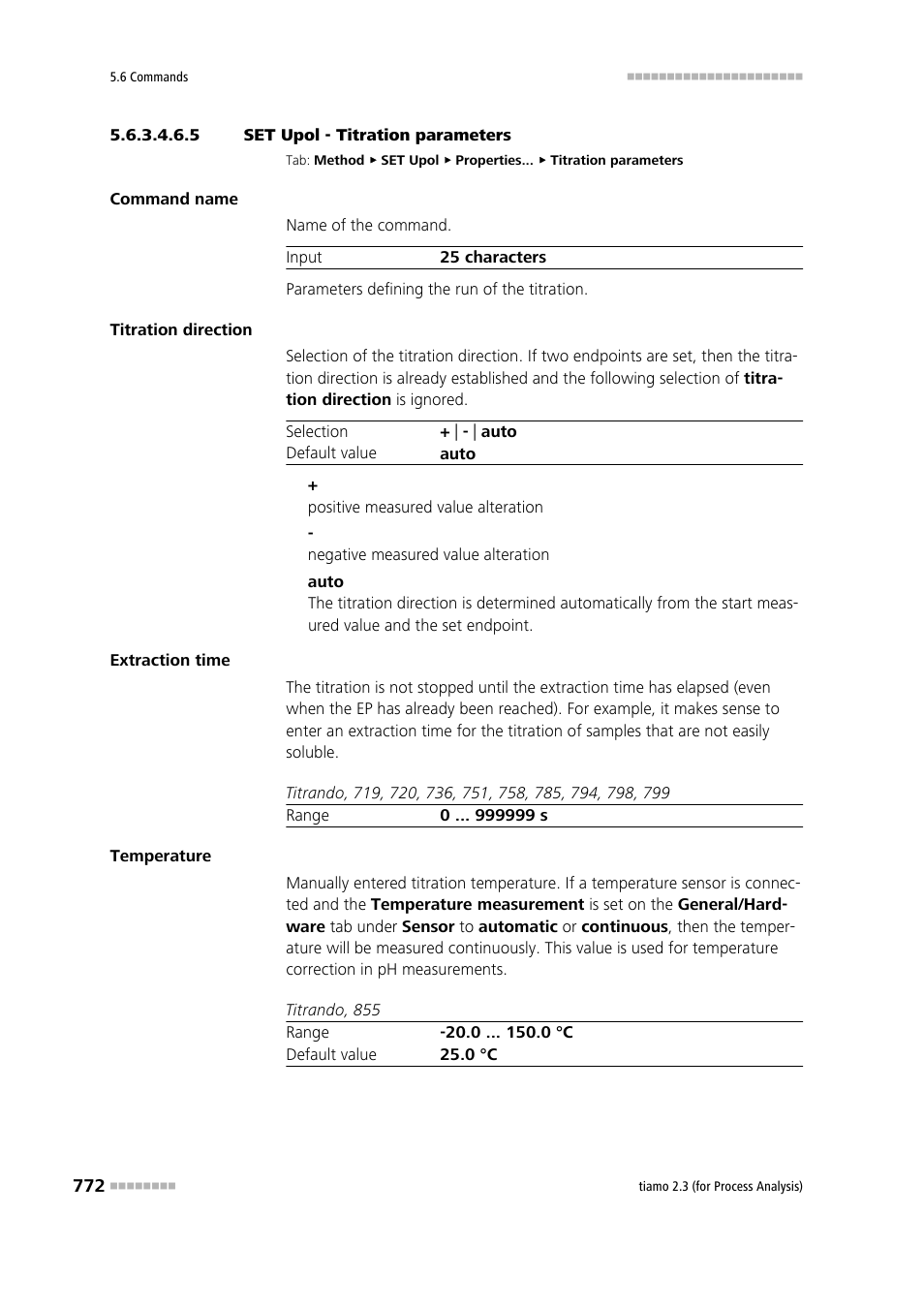 5 set upol - titration parameters, Titration parameters | Metrohm tiamo 2.3 (process analysis) User Manual | Page 788 / 1790