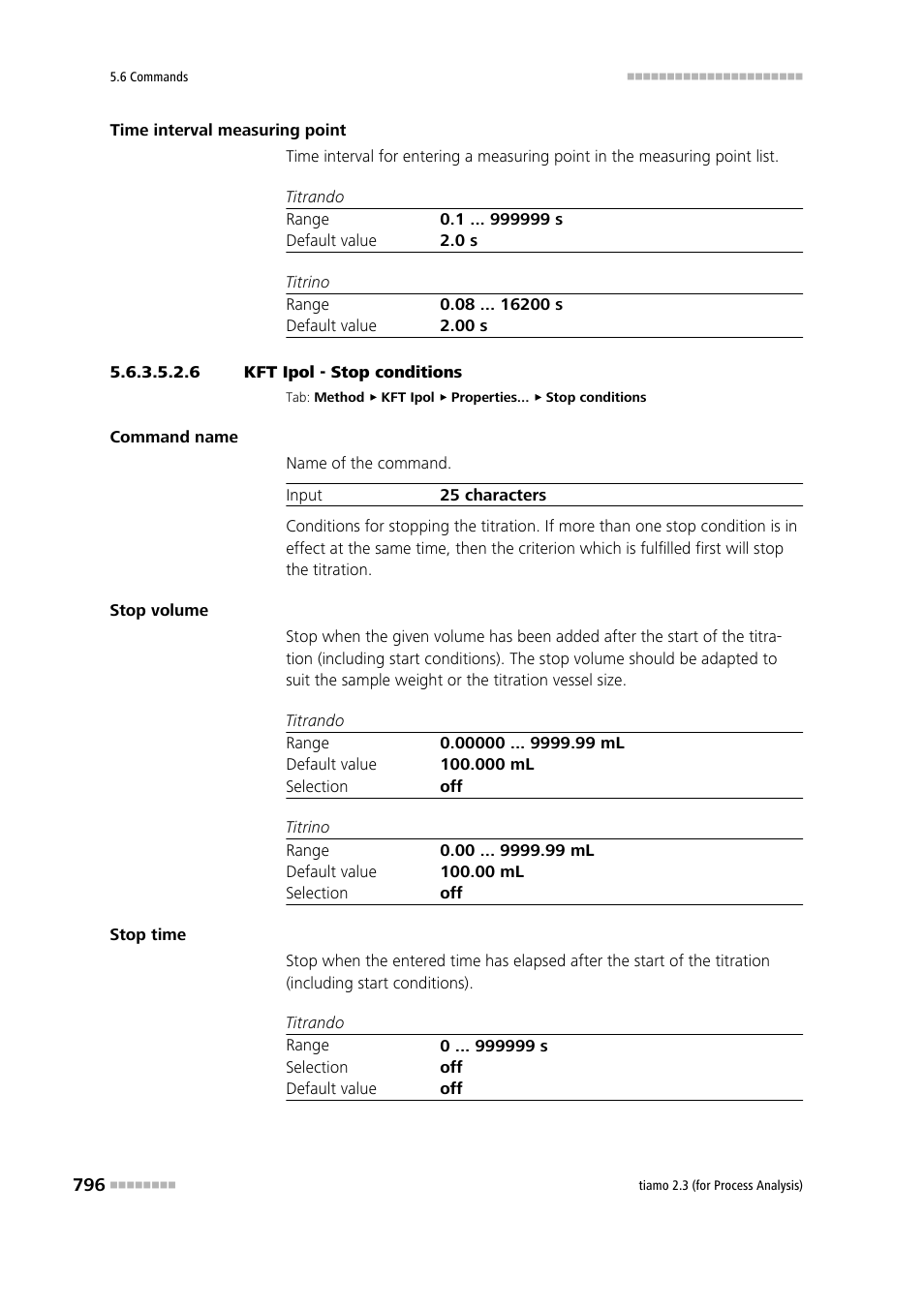 6 kft ipol - stop conditions, Stop conditions | Metrohm tiamo 2.3 (process analysis) User Manual | Page 812 / 1790