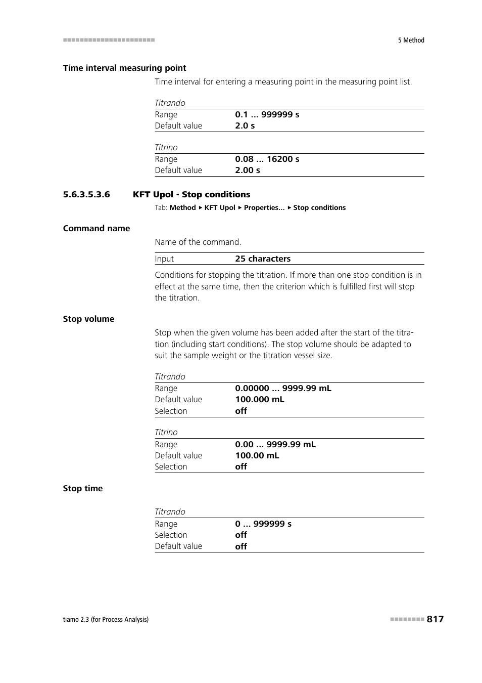 6 kft upol - stop conditions, Stop conditions | Metrohm tiamo 2.3 (process analysis) User Manual | Page 833 / 1790