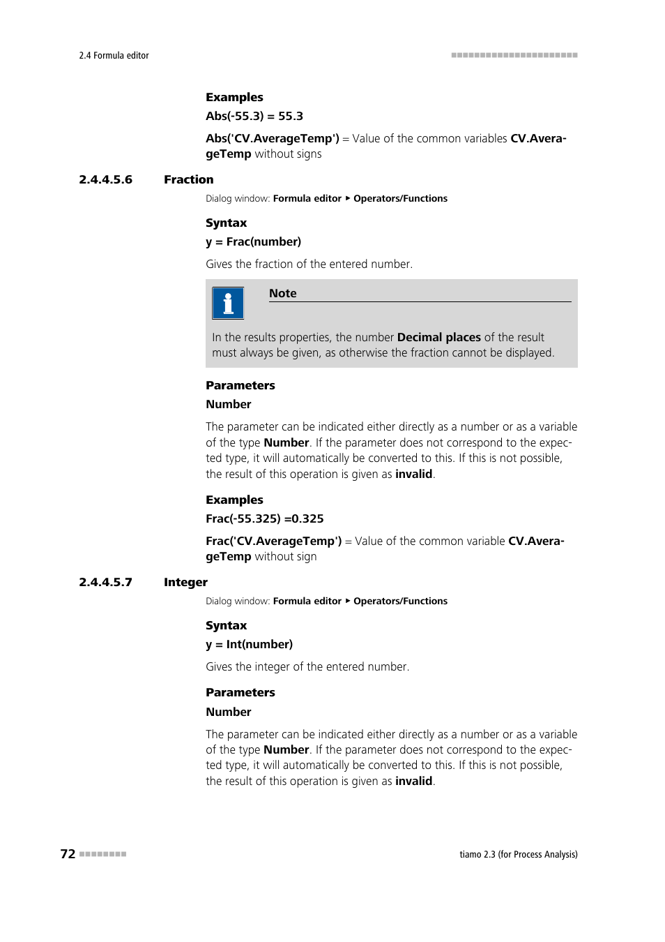 6 fraction, 7 integer, Fraction | Integer | Metrohm tiamo 2.3 (process analysis) User Manual | Page 88 / 1790