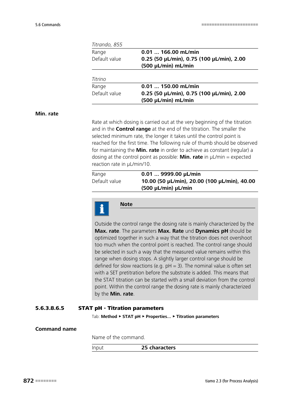 5 stat ph - titration parameters, Titration parameters | Metrohm tiamo 2.3 (process analysis) User Manual | Page 888 / 1790