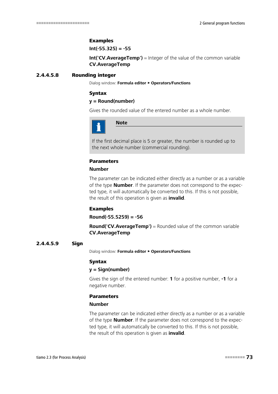 8 rounding integer, 9 sign, Round integer | Sign (sign) | Metrohm tiamo 2.3 (process analysis) User Manual | Page 89 / 1790