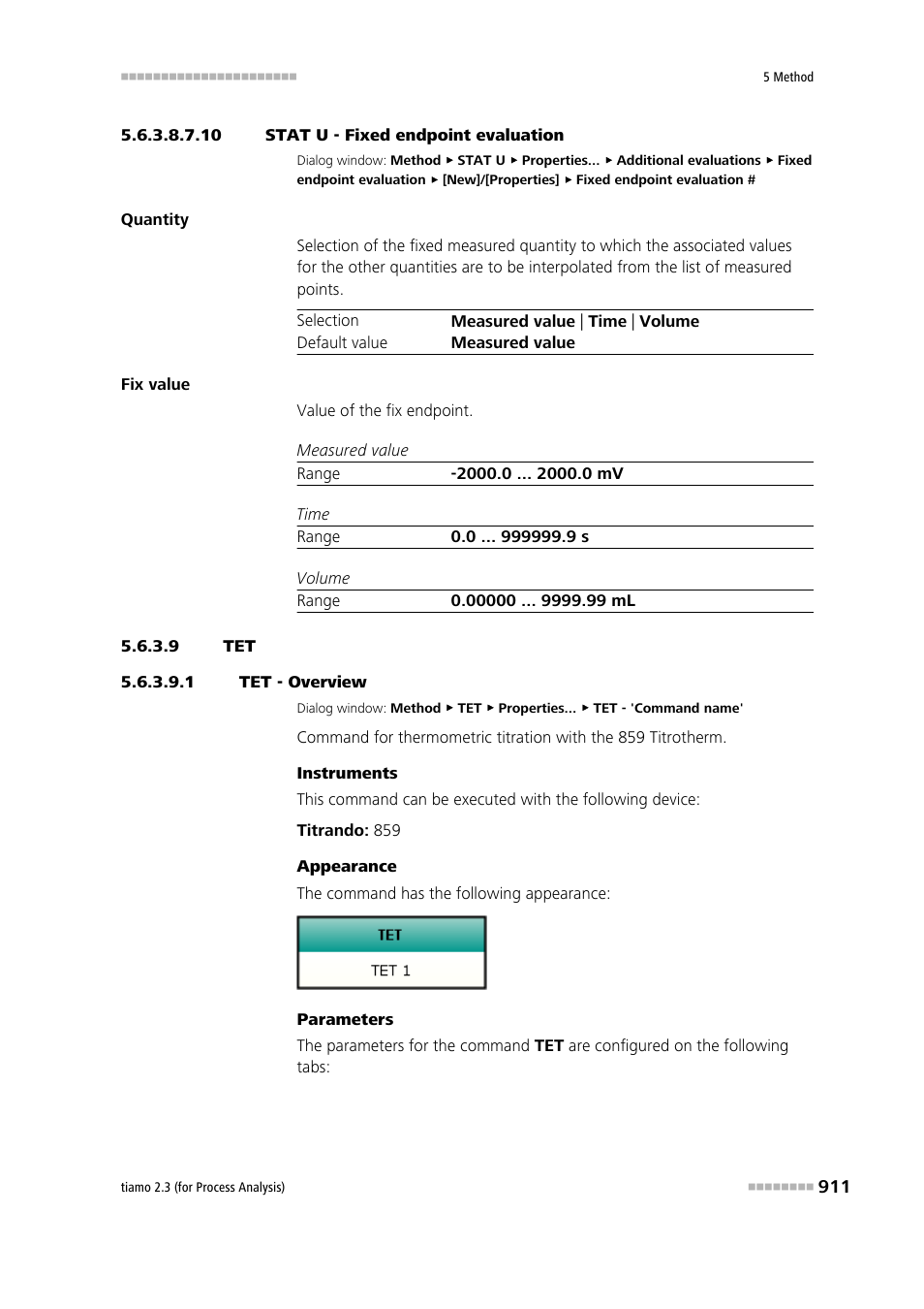 10 stat u - fixed endpoint evaluation, 9 tet, 1 tet - overview | Metrohm tiamo 2.3 (process analysis) User Manual | Page 927 / 1790