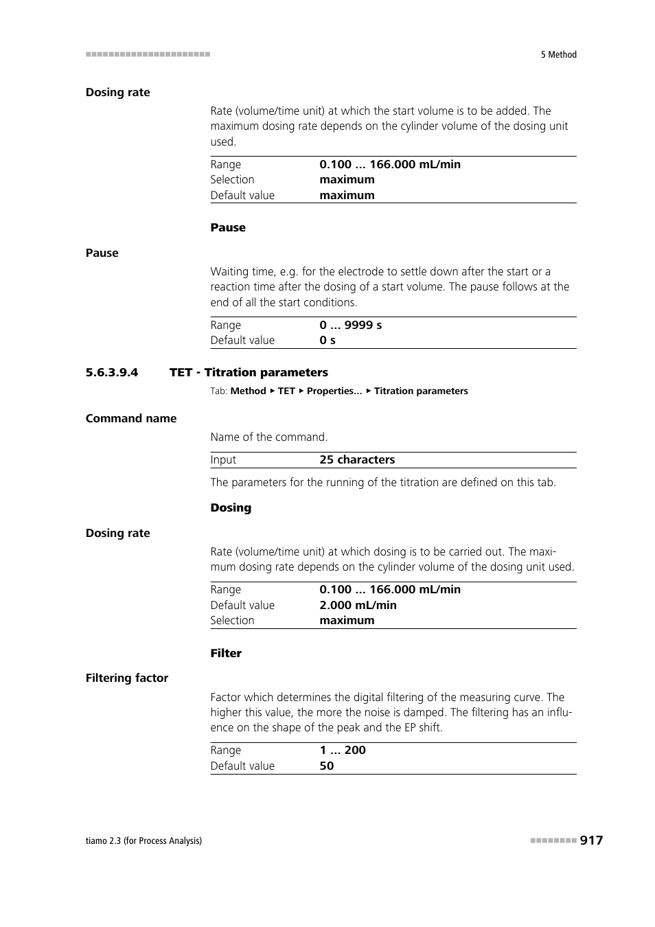 4 tet - titration parameters | Metrohm tiamo 2.3 (process analysis) User Manual | Page 933 / 1790