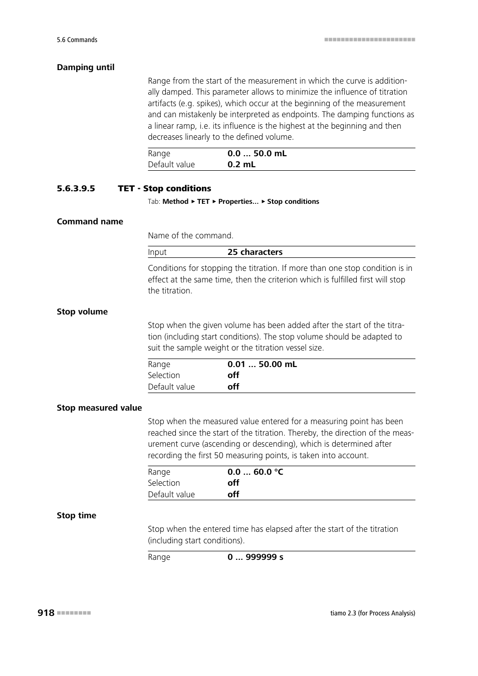 5 tet - stop conditions | Metrohm tiamo 2.3 (process analysis) User Manual | Page 934 / 1790