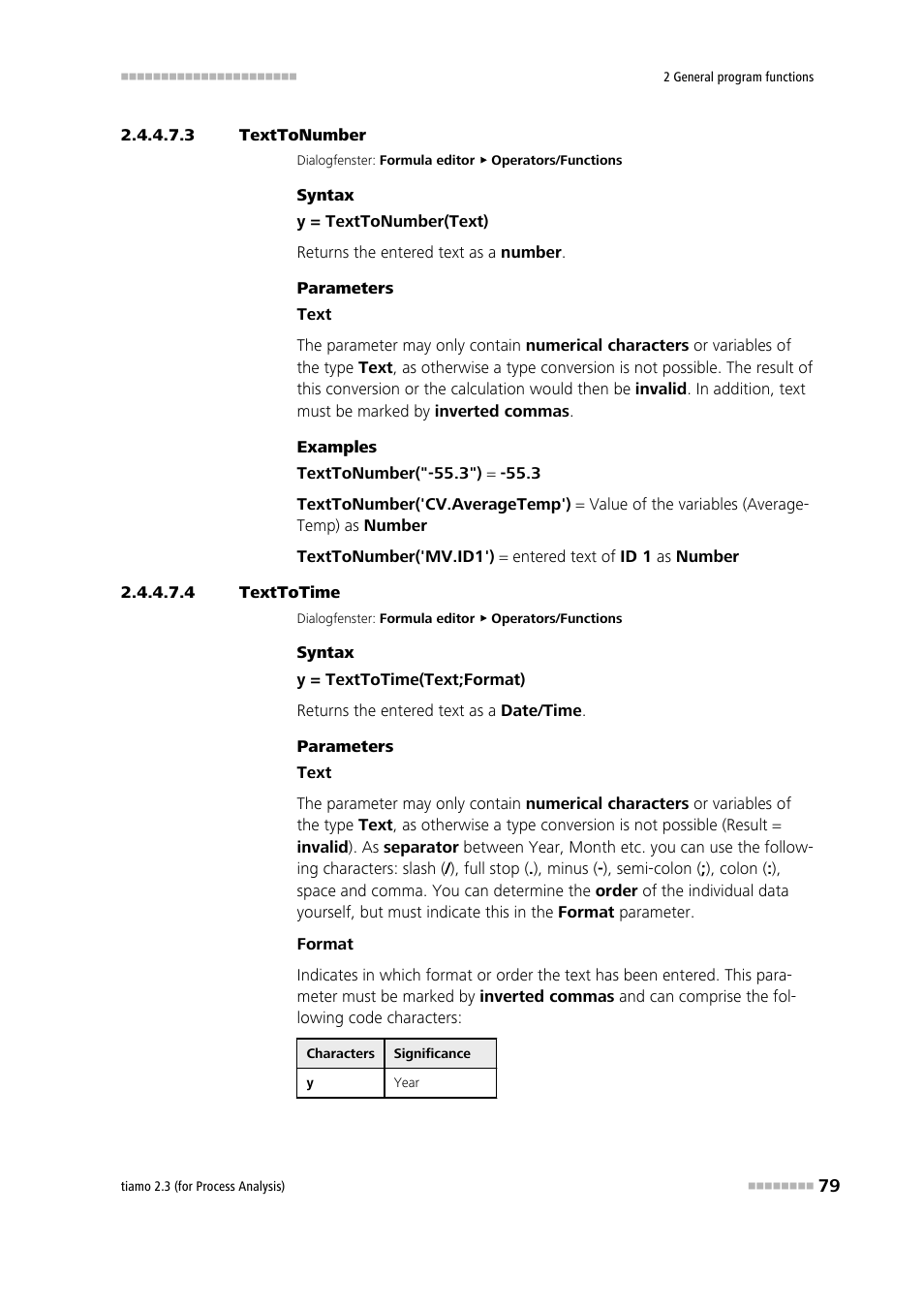 3 texttonumber, 4 texttotime, Texttonumber | Texttotime | Metrohm tiamo 2.3 (process analysis) User Manual | Page 95 / 1790