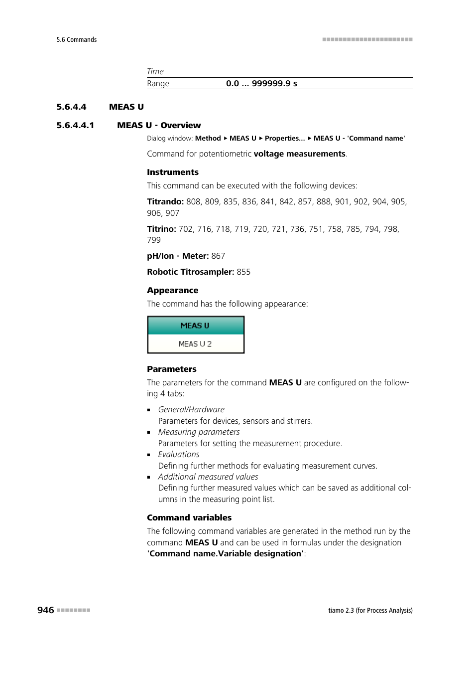 4 meas u, 1 meas u - overview, Meas u | Metrohm tiamo 2.3 (process analysis) User Manual | Page 962 / 1790