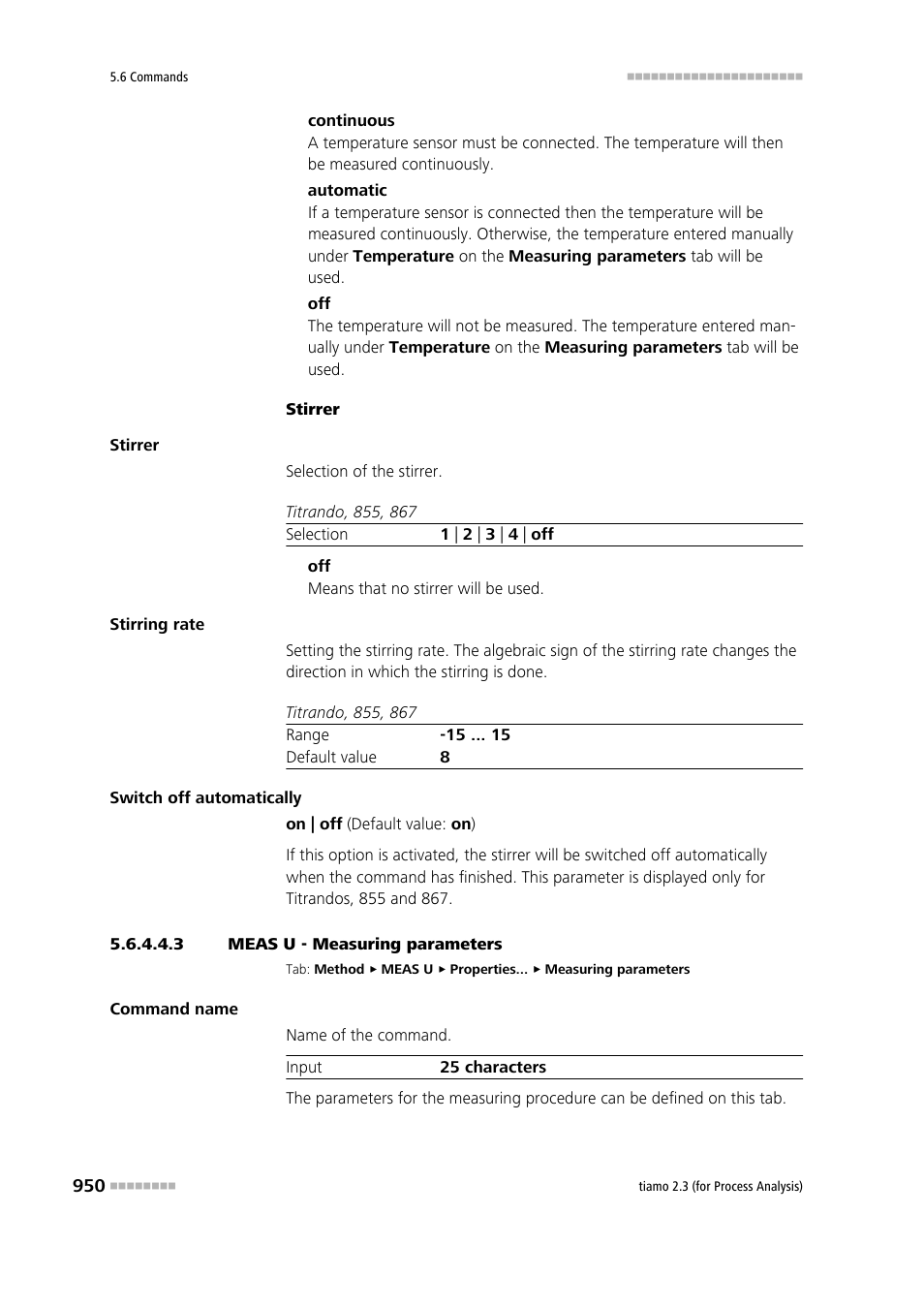 3 meas u - measuring parameters, Measuring parameters | Metrohm tiamo 2.3 (process analysis) User Manual | Page 966 / 1790