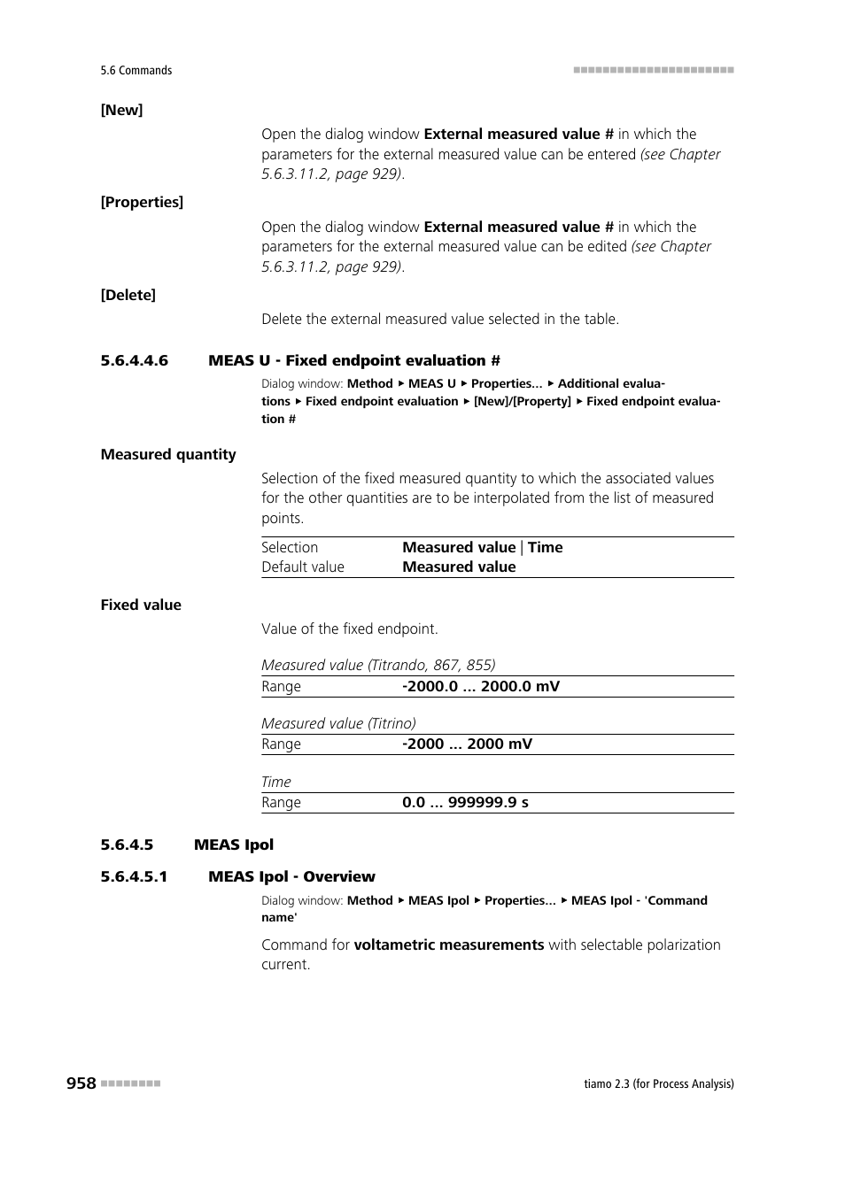 6 meas u - fixed endpoint evaluation, 5 meas ipol, 1 meas ipol - overview | Meas ipol | Metrohm tiamo 2.3 (process analysis) User Manual | Page 974 / 1790