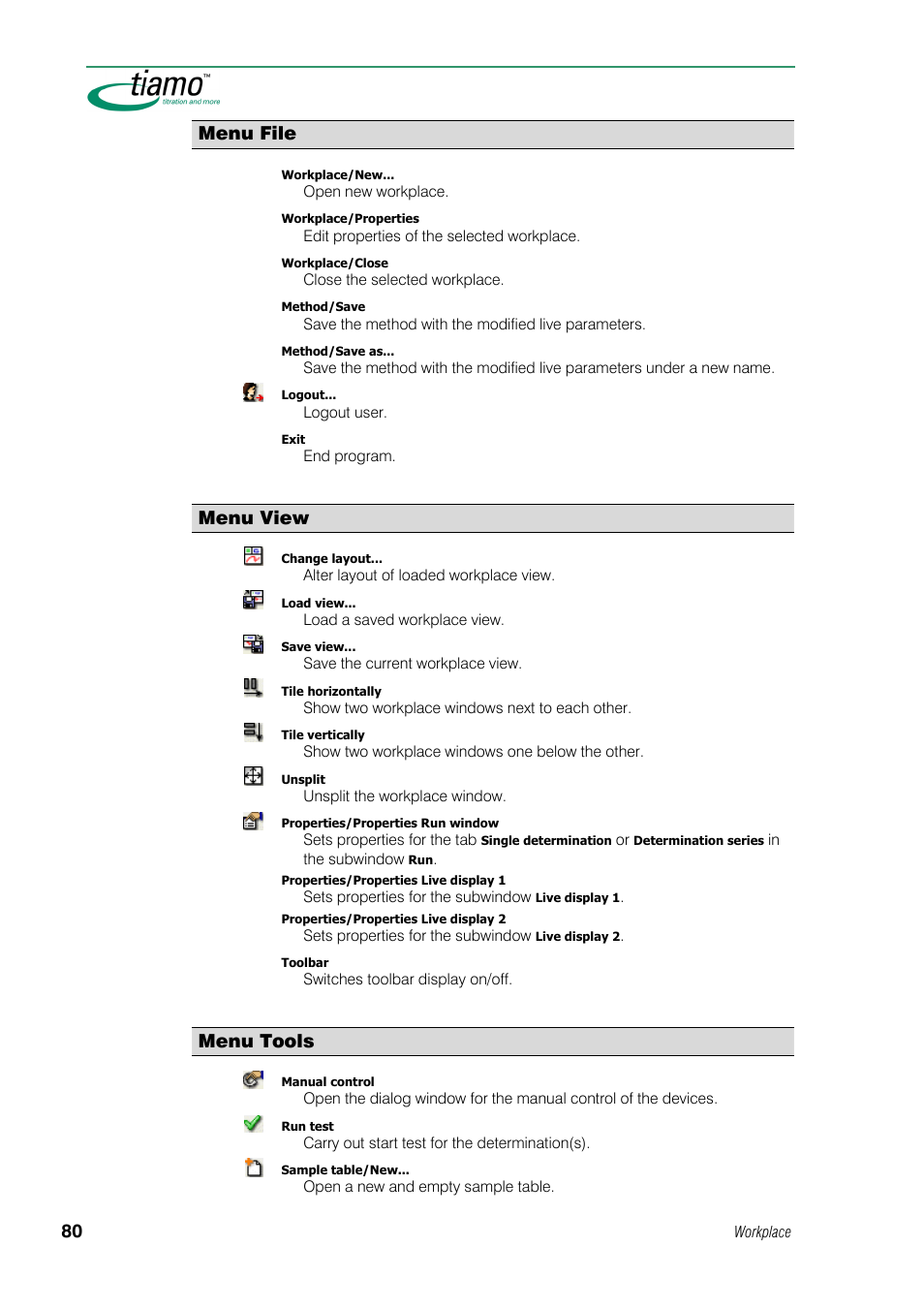 Menu file, Menu view, Menu tools | Metrohm tiamo 1.0 Manual User Manual | Page 104 / 714