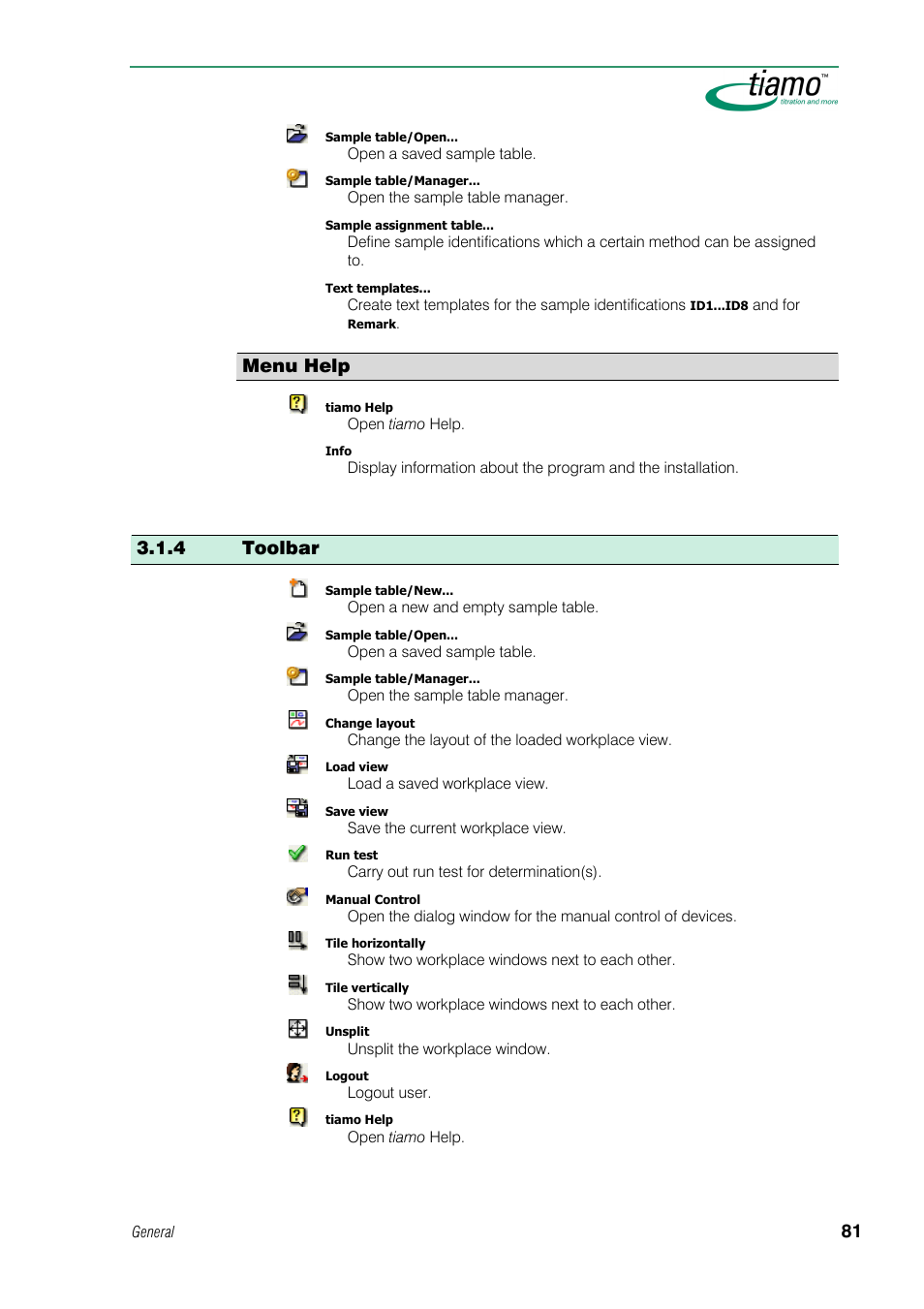 4 toolbar, Menu help | Metrohm tiamo 1.0 Manual User Manual | Page 105 / 714